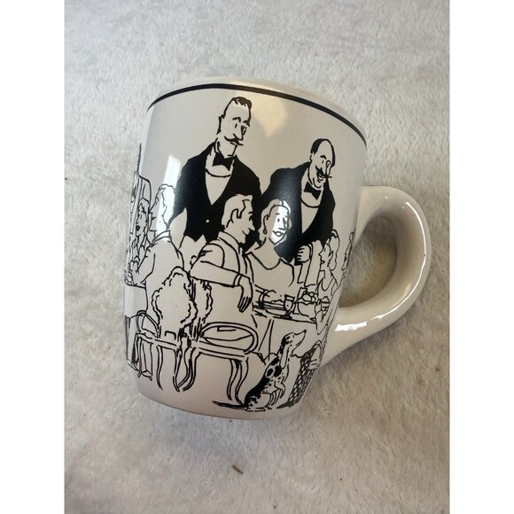 RARE! EPOCH Le Restaurant Dining Room Scene Coffee Mug Black White XLarge - Picture 10 of 10